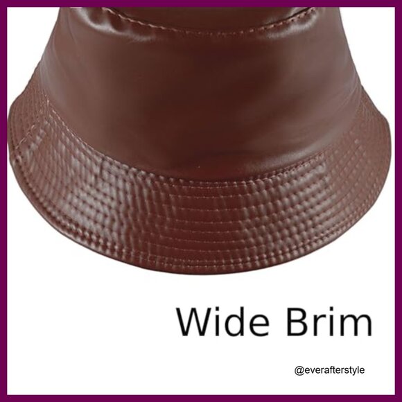 Reversible PU Leather Bucket Hat Fishing Cap Adjustable Unisex main image 5